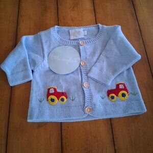 Little English Sweater 12 months with EmbroideredTractor - 100% Cotton